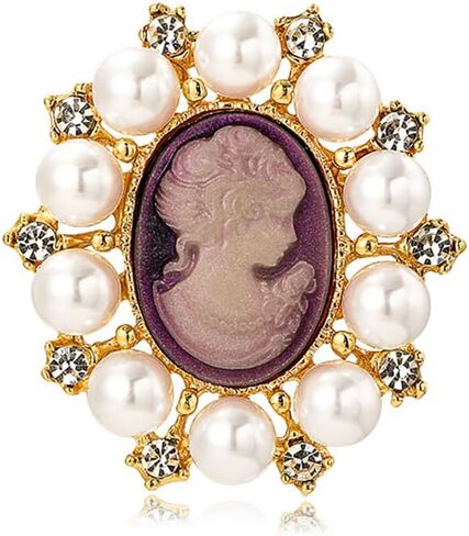 Vintage Style Cameo Victorian Lady Maiden Crystal Rhinestone Pin Brooch in Saudi Arabia