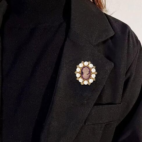 Vintage Style Cameo Victorian Lady Maiden Crystal Rhinestone Pin Brooch in Saudi Arabia