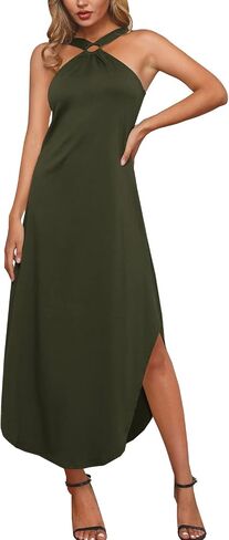 Clarisbelle Women Summer Criss Cross Halter Maxi Dress with Pockets in Saudi Arabia
