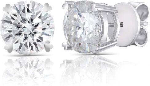 DovEggs الصلبة 14K الذهب الأبيض 6CTW 9mm G-H-I اللون القلب الأسهم قطع إنشاؤها Moissanite أقراط الدعامة عودة للنساء in Kuwait