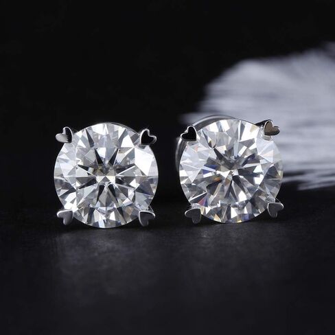 DovEggs الصلبة 14K الذهب الأبيض 6CTW 9mm G-H-I اللون القلب الأسهم قطع إنشاؤها Moissanite أقراط الدعامة عودة للنساء in Kuwait
