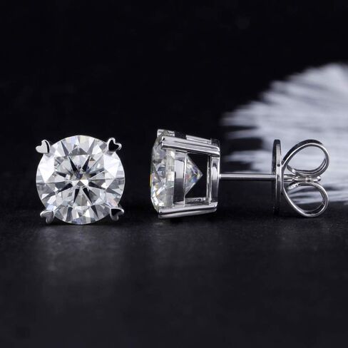 DovEggs الصلبة 14K الذهب الأبيض 6CTW 9mm G-H-I اللون القلب الأسهم قطع إنشاؤها Moissanite أقراط الدعامة عودة للنساء in Kuwait