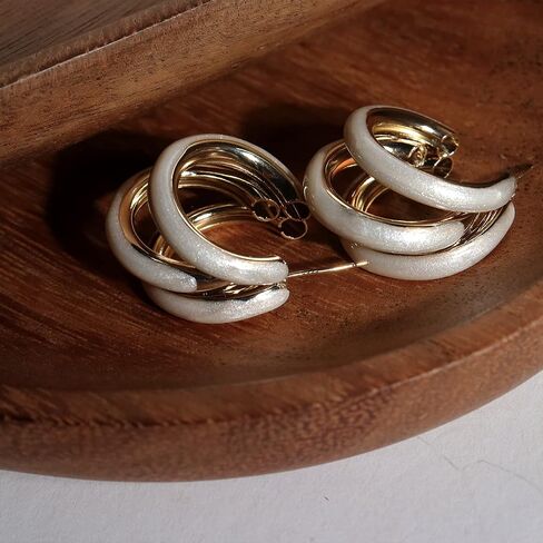Sonateomber Chunky Open C Triple Hoop Statement Stud Earrings for Women - Fashion Trendy Cute Large Big Split Summer Jewelry Gift… in Saudi Arabia