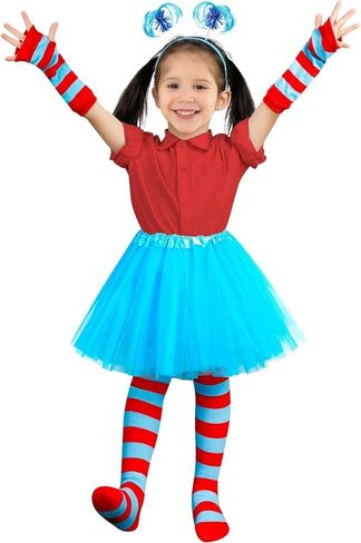 CICEYET النساء الاطفال الأزرق والأحمر جوارب مخططة طويلة الركبة مخطط جوارب عالية شيء 1 هالوين زي الملحقات in Kuwait