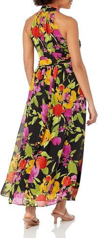 London Times Women's Twist Neck Feminine Chiffon Halter Maxi Dress Occasion Guest of Mother of The Bride in Saudi Arabia