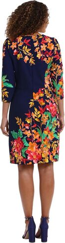 London Times Women's Crew Neck Knee Length 3/4 Sleeve Cascade Print Occasion Event Office Polished Chic Dress in Saudi Arabia