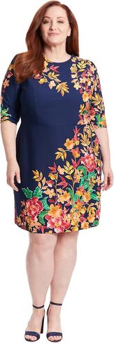 London Times Women's Crew Neck Knee Length 3/4 Sleeve Cascade Print Occasion Event Office Polished Chic Dress in Saudi Arabia