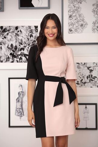 London Times Women's Color Block Side Tie Sheath Dress in Saudi Arabia