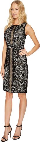 Adrianna Papell Women's Petite Scalloped Sheath Dress with Velvet Lace in Saudi Arabia