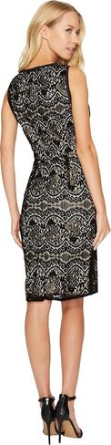 Adrianna Papell Women's Petite Scalloped Sheath Dress with Velvet Lace in Saudi Arabia