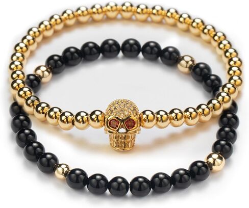 Angel Skull Pumpkin Charm Bracelets 2 Pcs Gold Plated Beads Bee Bracelet for Gift Jewerly Women Men in Kuwait