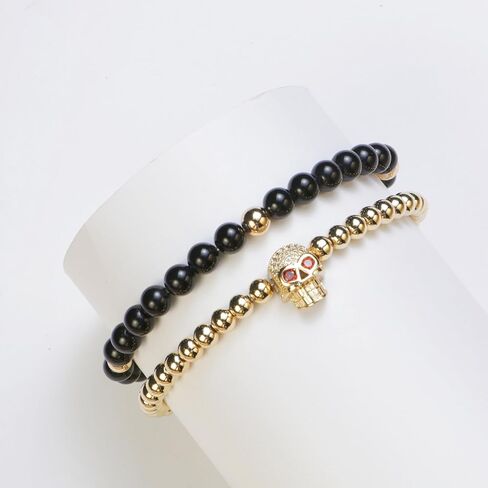 Angel Skull Pumpkin Charm Bracelets 2 Pcs Gold Plated Beads Bee Bracelet for Gift Jewerly Women Men in Kuwait