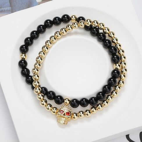 Angel Skull Pumpkin Charm Bracelets 2 Pcs Gold Plated Beads Bee Bracelet for Gift Jewerly Women Men in Kuwait