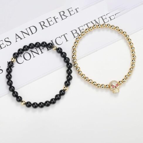 Angel Skull Pumpkin Charm Bracelets 2 Pcs Gold Plated Beads Bee Bracelet for Gift Jewerly Women Men in Kuwait