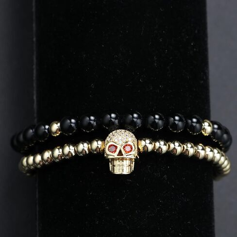 Angel Skull Pumpkin Charm Bracelets 2 Pcs Gold Plated Beads Bee Bracelet for Gift Jewerly Women Men in Kuwait