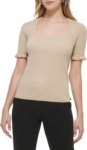 Tommy Hilfiger Women's Shimmer Lurex Square Neck Sweater in Saudi Arabia