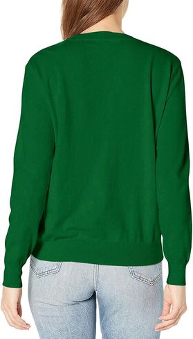 سترة QUALFORT النسائية ذات الرقبة المستديرة باللون الأخضر وسترات محبوكة ناعمة أساسية باللون الأخضر مقاس X-Large in Kuwait