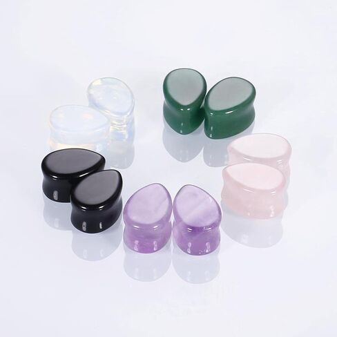 IPINK-10Pcs 2g-5/8 دمعة الحجر الطبيعي الأذن مقاييس المقابس الأنفاق السرج نقالة المتوسع ثقب المجوهرات in Kuwait