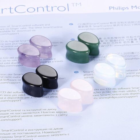 IPINK-10Pcs 2g-5/8 دمعة الحجر الطبيعي الأذن مقاييس المقابس الأنفاق السرج نقالة المتوسع ثقب المجوهرات in Kuwait