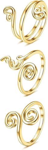 مجموعة خواتم اصابع القدم الذهبية القابلة للتعديل من 3 قطع من هاسيولهادا، تصميم مفتوح فريد من نوعه، خواتم اصابع القدم مطلية بالذهب للنساء، خواتم اصبع القدم الصيفية للشاطئ، مجوهرات القدم لأصابع قدميك، in Kuwait