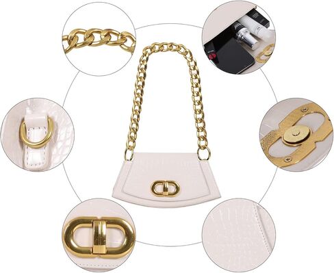 المرأة الكتف حقيبة تحت الإبط السيدات موضة المحافظ وحقائب اليد سلسلة حمل نمط تمساح الرجعية الكلاسيكية مساء Y2K مخلب in Kuwait