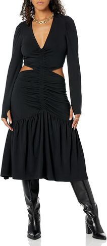 The Drop Women's Black Cut-Out Waist Long Dress by @Itsjuliettefoxx in Saudi Arabia