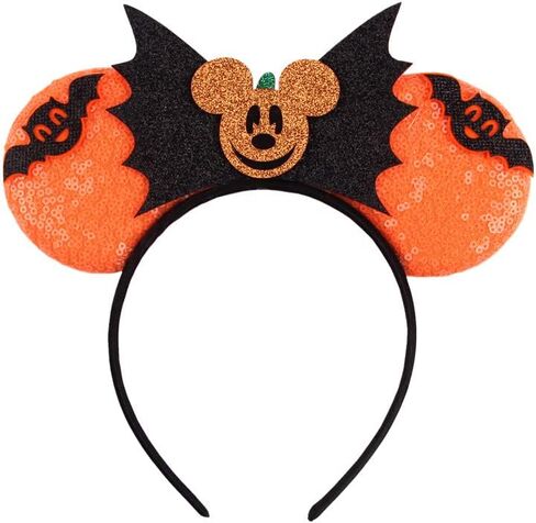 Halloween Mouse Headband Cat Ear Hair Hoop 4PCS Mouse Pumpkin Bat White Skull Ghost Bat Glitter Hairbands for Accessories Headdress Halloween Decorations Party Supplies in Saudi Arabia