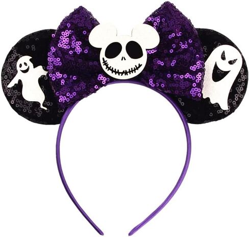Halloween Mouse Headband Cat Ear Hair Hoop 4PCS Mouse Pumpkin Bat White Skull Ghost Bat Glitter Hairbands for Accessories Headdress Halloween Decorations Party Supplies in Saudi Arabia