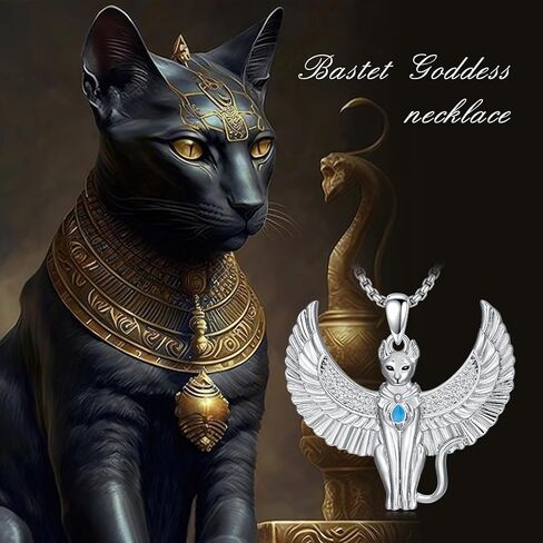 SILBAZ Bastet آلهة قلادة القط المصري آلهة قلادة القديمة Bastet تمثال قلادة مجوهرات المصرية للرجال النساء in Kuwait