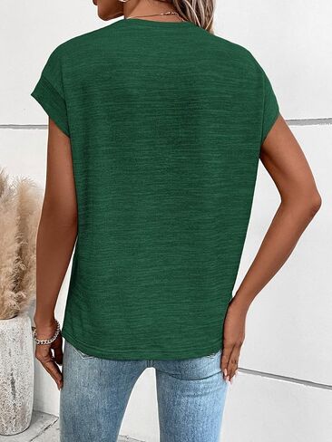 WDIRARA Women's Mock Neck Cap Sleeve T Shirts Tops Casual Basic Tee in Saudi Arabia