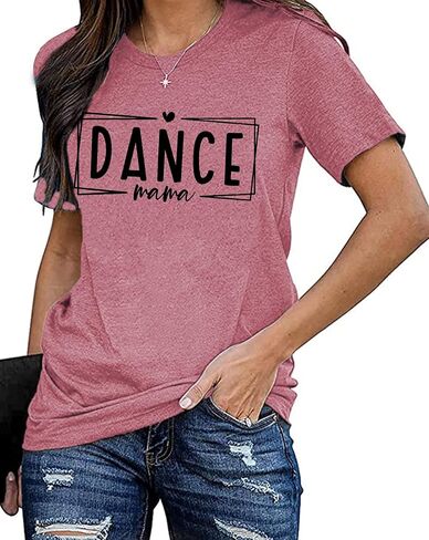 يي شيانغ ران قمصان رقص ماما للنساء، تي شيرت مطبوع عليه حروف ماما للرقص، تي شيرت كاجوال باكمام قصيرة in Kuwait