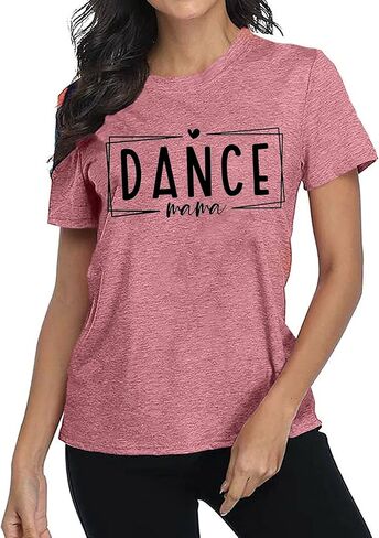 يي شيانغ ران قمصان رقص ماما للنساء، تي شيرت مطبوع عليه حروف ماما للرقص، تي شيرت كاجوال باكمام قصيرة in Kuwait