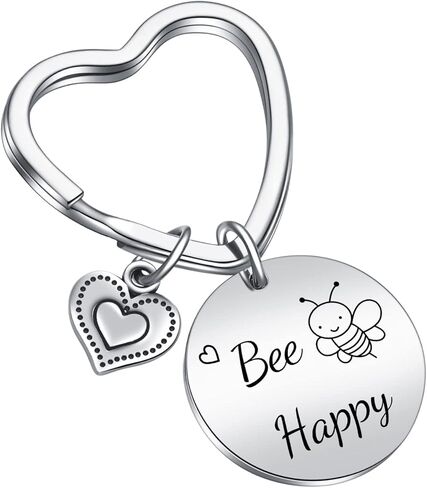 JIUSHUN Bee Happy Keychain هدية ابنة هدية النحلة السعيدة مجوهرات عسل النحل هدية النحل المعلم هدية BFF هدية عيد المعلمين هدية Bestie هدية الأخت هدية ملهمة هدية الأم سلسلة المفاتيح الأم in Kuwait