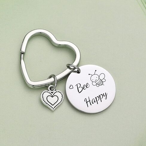 JIUSHUN Bee Happy Keychain هدية ابنة هدية النحلة السعيدة مجوهرات عسل النحل هدية النحل المعلم هدية BFF هدية عيد المعلمين هدية Bestie هدية الأخت هدية ملهمة هدية الأم سلسلة المفاتيح الأم in Kuwait