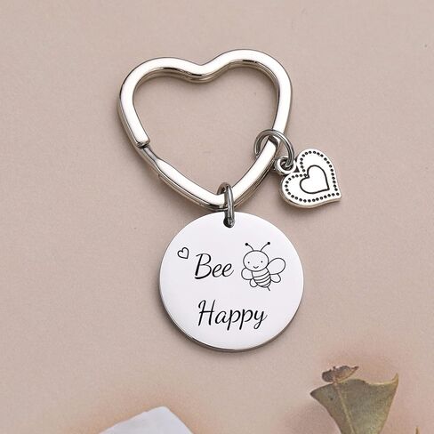 JIUSHUN Bee Happy Keychain هدية ابنة هدية النحلة السعيدة مجوهرات عسل النحل هدية النحل المعلم هدية BFF هدية عيد المعلمين هدية Bestie هدية الأخت هدية ملهمة هدية الأم سلسلة المفاتيح الأم in Kuwait