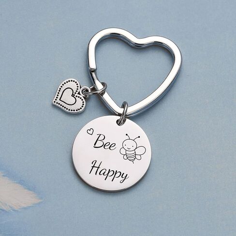 JIUSHUN Bee Happy Keychain هدية ابنة هدية النحلة السعيدة مجوهرات عسل النحل هدية النحل المعلم هدية BFF هدية عيد المعلمين هدية Bestie هدية الأخت هدية ملهمة هدية الأم سلسلة المفاتيح الأم in Kuwait