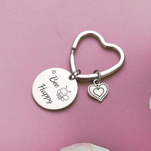 JIUSHUN Bee Happy Keychain هدية ابنة هدية النحلة السعيدة مجوهرات عسل النحل هدية النحل المعلم هدية BFF هدية عيد المعلمين هدية Bestie هدية الأخت هدية ملهمة هدية الأم سلسلة المفاتيح الأم in Kuwait