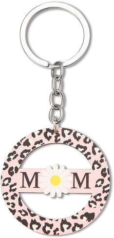 Cute Mom Keychain for Womens Pink Leopard Print Key Chain for Mama Daisy Keychains for Mommy Birthday Gifts for Step Bonus Mom Christmas Gift Ideas Aesthetic Leopard Accessories for Car Keys Keyring, in Kuwait
