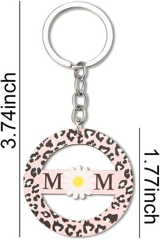 Cute Mom Keychain for Womens Pink Leopard Print Key Chain for Mama Daisy Keychains for Mommy Birthday Gifts for Step Bonus Mom Christmas Gift Ideas Aesthetic Leopard Accessories for Car Keys Keyring, in Kuwait