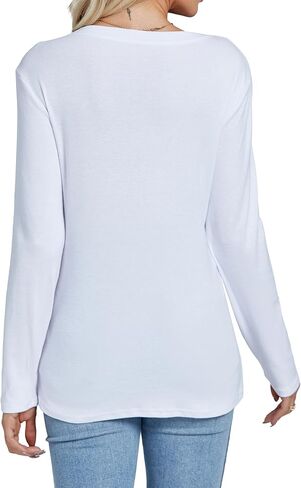 بلوزة نسائية أساسية ذات رقبة دائرية وأكمام طويلة وفضفاضة in Kuwait