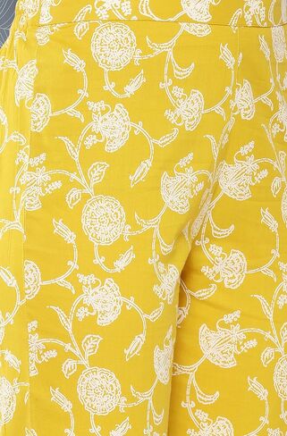 Janasya Women's Day Mustard Cotton Floral Printed Co-ords Set in Saudi Arabia