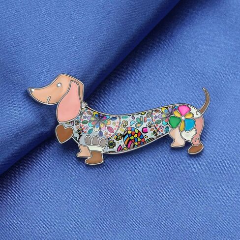 Bonsny Enamel Alloy Sweet Dachshund Dog Brooches Pin Jewelry For Women Girls Novelty Gift Charms in Saudi Arabia