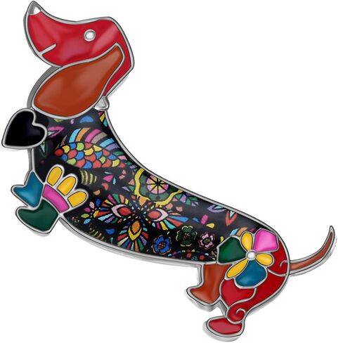 Bonsny Enamel Alloy Sweet Dachshund Dog Brooches Pin Jewelry For Women Girls Novelty Gift Charms in Saudi Arabia