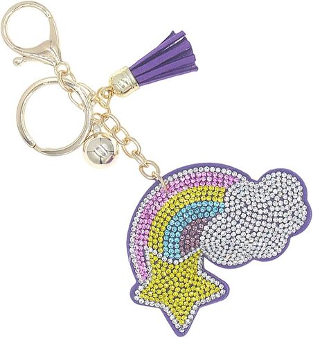 Rosemarie Collections Women's Whimsical Crystal Covered Sparkling Plush Key Ring With Tassel Keychain Car Fob Handbag Charm in Saudi Arabia