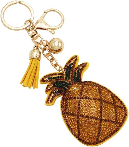 Rosemarie Collections Women's Whimsical Crystal Covered Sparkling Plush Key Ring With Tassel Keychain Car Fob Handbag Charm in Saudi Arabia