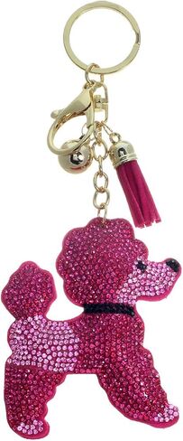 Rosemarie Collections Women's Whimsical Crystal Covered Sparkling Plush Key Ring With Tassel Keychain Car Fob Handbag Charm in Saudi Arabia