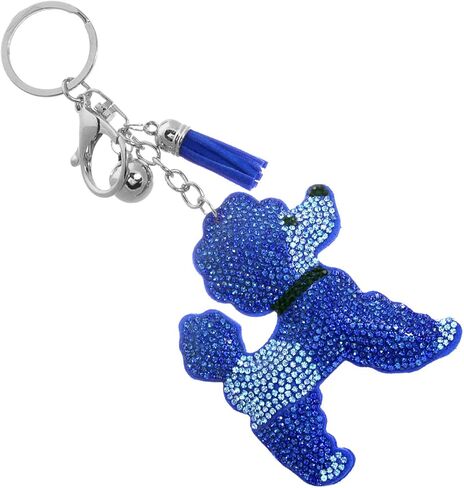 Rosemarie Collections Women's Whimsical Crystal Covered Sparkling Plush Key Ring With Tassel Keychain Car Fob Handbag Charm in Saudi Arabia
