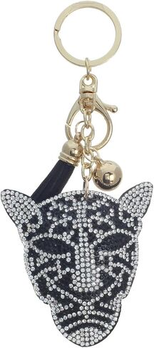 Rosemarie Collections Women's Whimsical Crystal Covered Sparkling Plush Key Ring With Tassel Keychain Car Fob Handbag Charm in Saudi Arabia