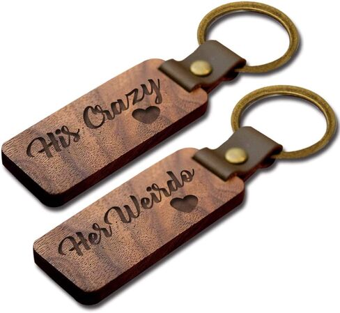 2 Pieces Funny Couple Engraved Wood Key Chain - Boyfriend Gift, Birthday Gift, New Home or Car Key Chain, Valentines Gift, Long Distance Gift, Family Gifts, Lovers Gifts., Walnut, 4.3in x1.2in in Saudi Arabia