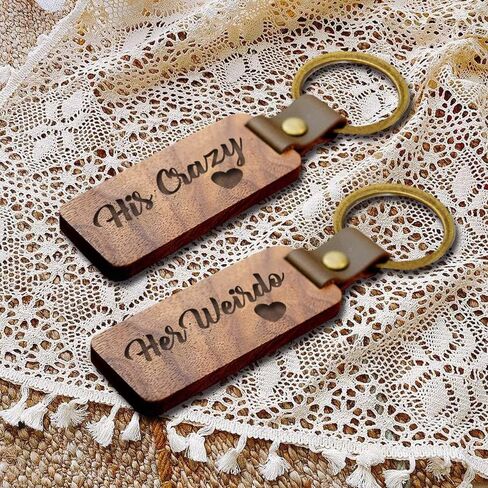 2 Pieces Funny Couple Engraved Wood Key Chain - Boyfriend Gift, Birthday Gift, New Home or Car Key Chain, Valentines Gift, Long Distance Gift, Family Gifts, Lovers Gifts., Walnut, 4.3in x1.2in in Saudi Arabia